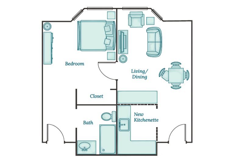 Mill Lake Seniors Community One Bedroom Floor Plan